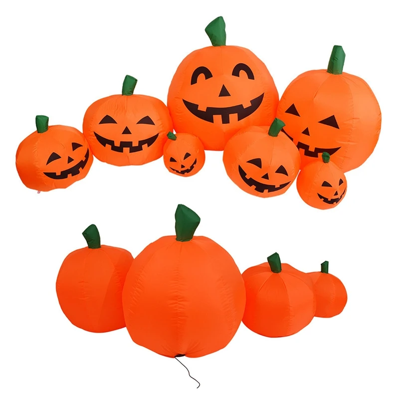 

Halloween Decor Inflatable Pumpkin With LED Rotating Light Outdoor Horror House Yard Decorations Halloween Prop