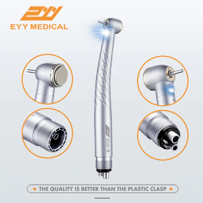 EYY Dental LED High Speed Handpiece Self-powered Air Turbine Dental Handpiece Standard 2/4Holes with a Cartirdge Rotor