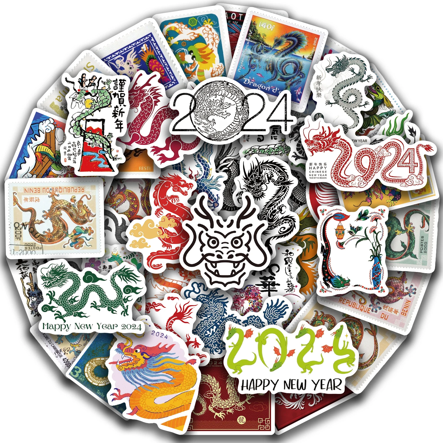 Наклейки на тему дракона 53 шт. водонепроницаемые Мультяшные животные для багажа