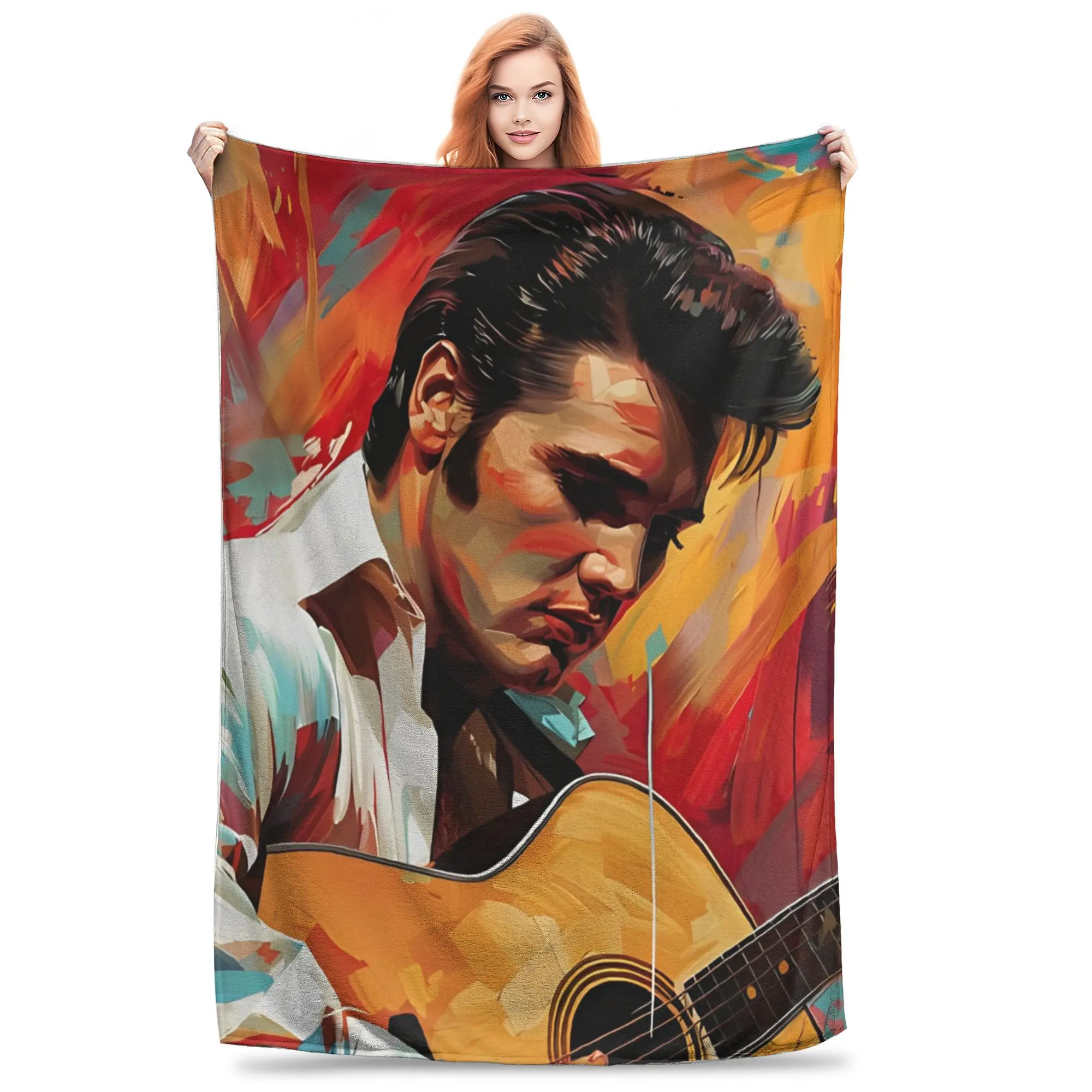 Мягкое одеяло E-Elvis Presley Legend Artwork фланелевое флисовое премиум-класса легкое крутое