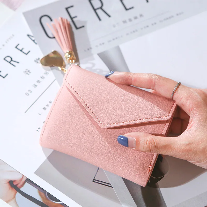 New women's purse women's tassel pendant litchi pattern wallet card bag zero wallet