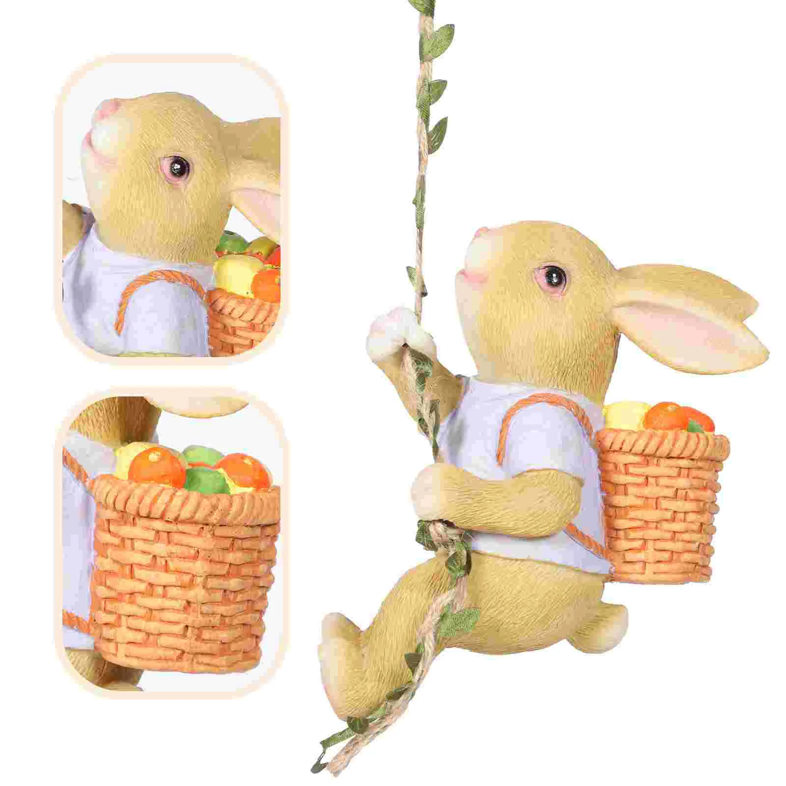 

Rabbit Garden Ornament Animal Bunny Tree Sculpture Statue Swing Outdoor Decor Hanging Figurines Easter Car Dashboard Decoration