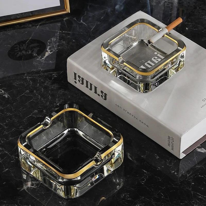 

Light luxury creative crystal ashtray living room home decorative gold ashtray creative personalitytrend light luxury giftoffice