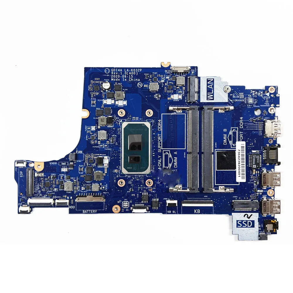 Материнская плата LA-K032P для ноутбука Dell Vostro 3400 3500 Inspiron 3501 материнская с