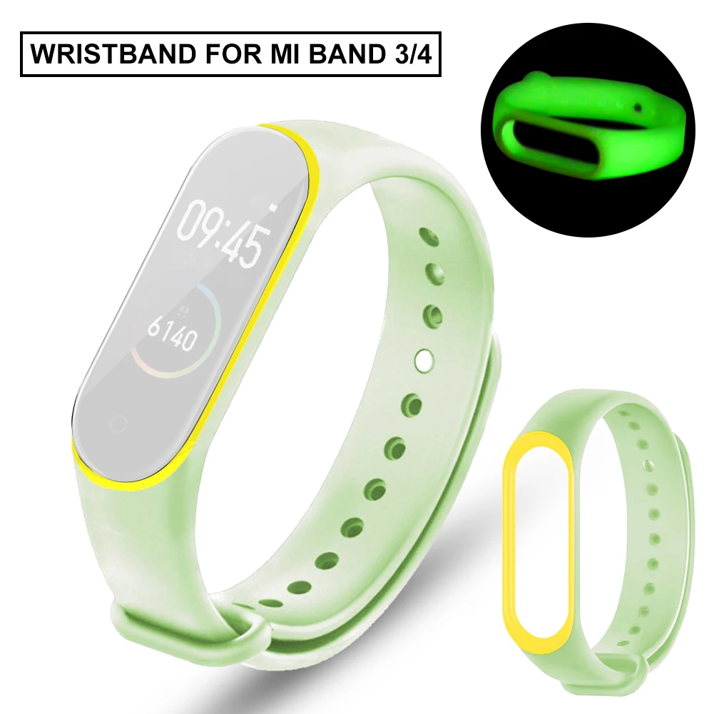 

Replacement Strap Universal Two-color Luminous Wristband Watch Band for Mi Band 3 4 Smart Bracelet