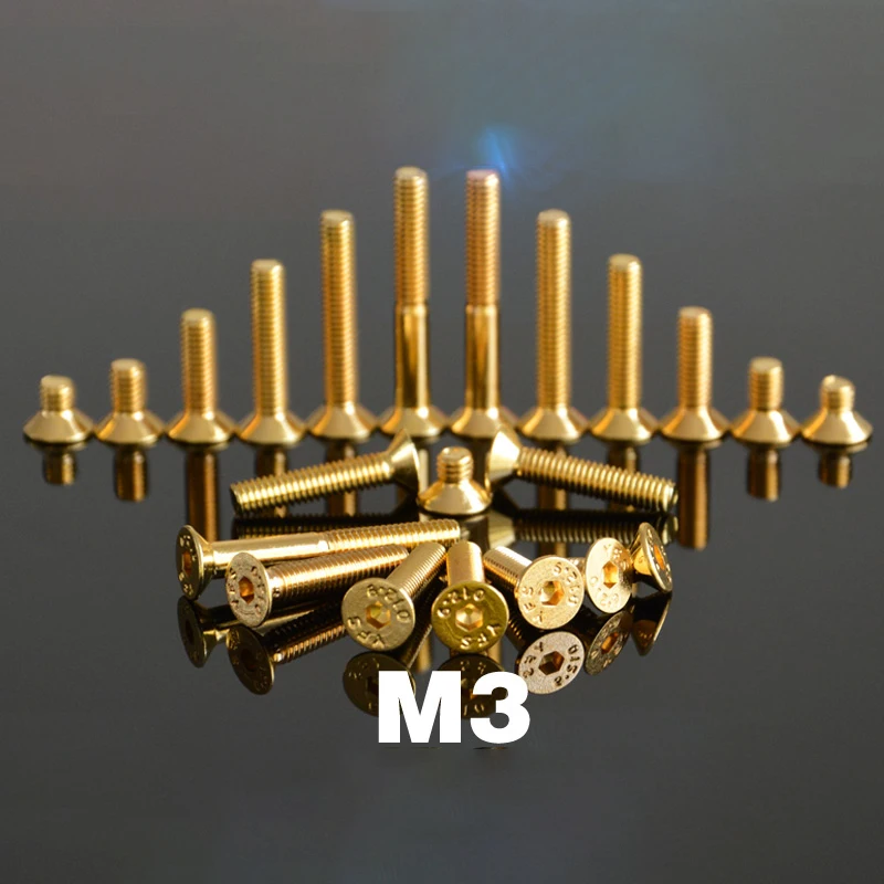 Шестигранный титановый винт класса 12 9 YFS с плоской головкой m3 позолоченный