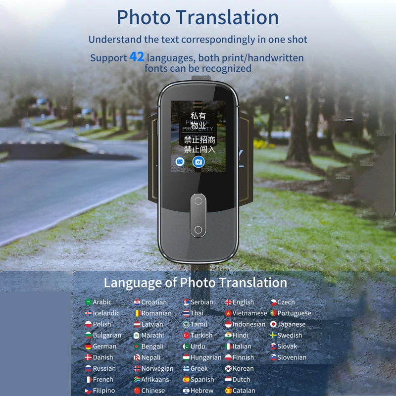 

Smart Instant Voice Photo Scanning Translator 2.4 Inch Touch Screen Wifi Support Offline Portable Multi-language Translation