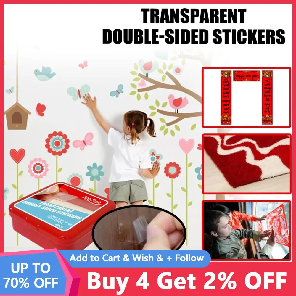 

60Pcs Transparent Acrylic Double-Sided Adhesive Tape Strong Adhesive Patch Waterproof No Trace High Temperature Resistance Glue