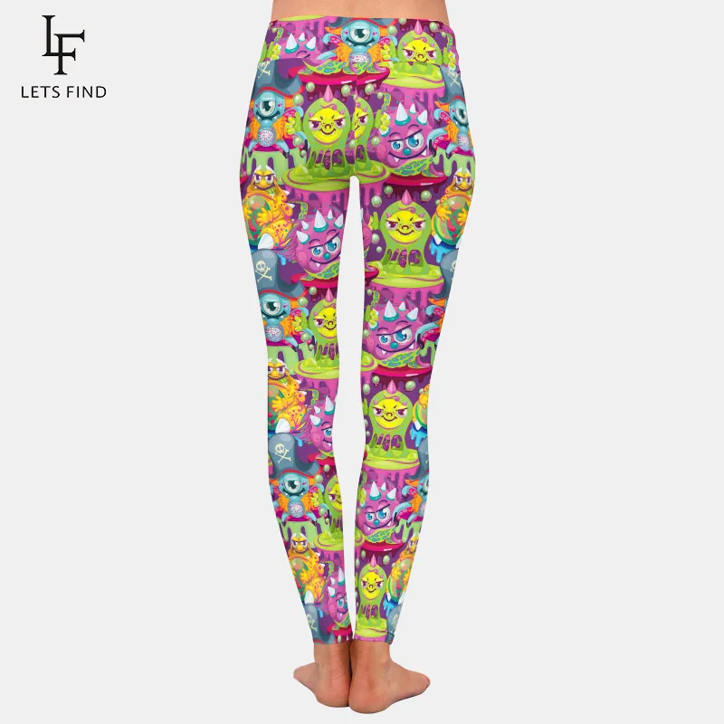 LETSFIND Fashion Women's Leggings High Quaility 3D Cartoon Alien Digital Printing High Waist Fitness Stretch Leggings