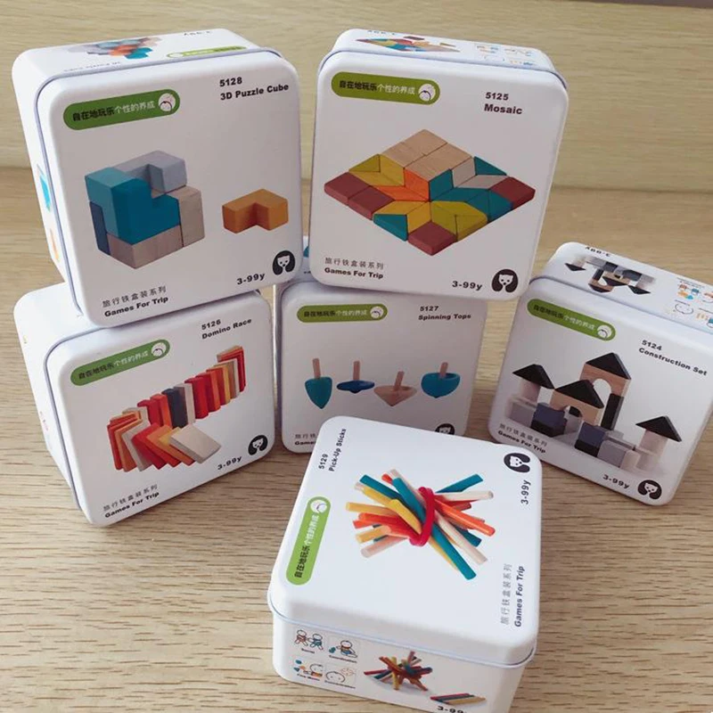 

New Early Education Puzzle Wooden Puzzle Domino Tangram Children Interactive Game Toys Children With Retail Box