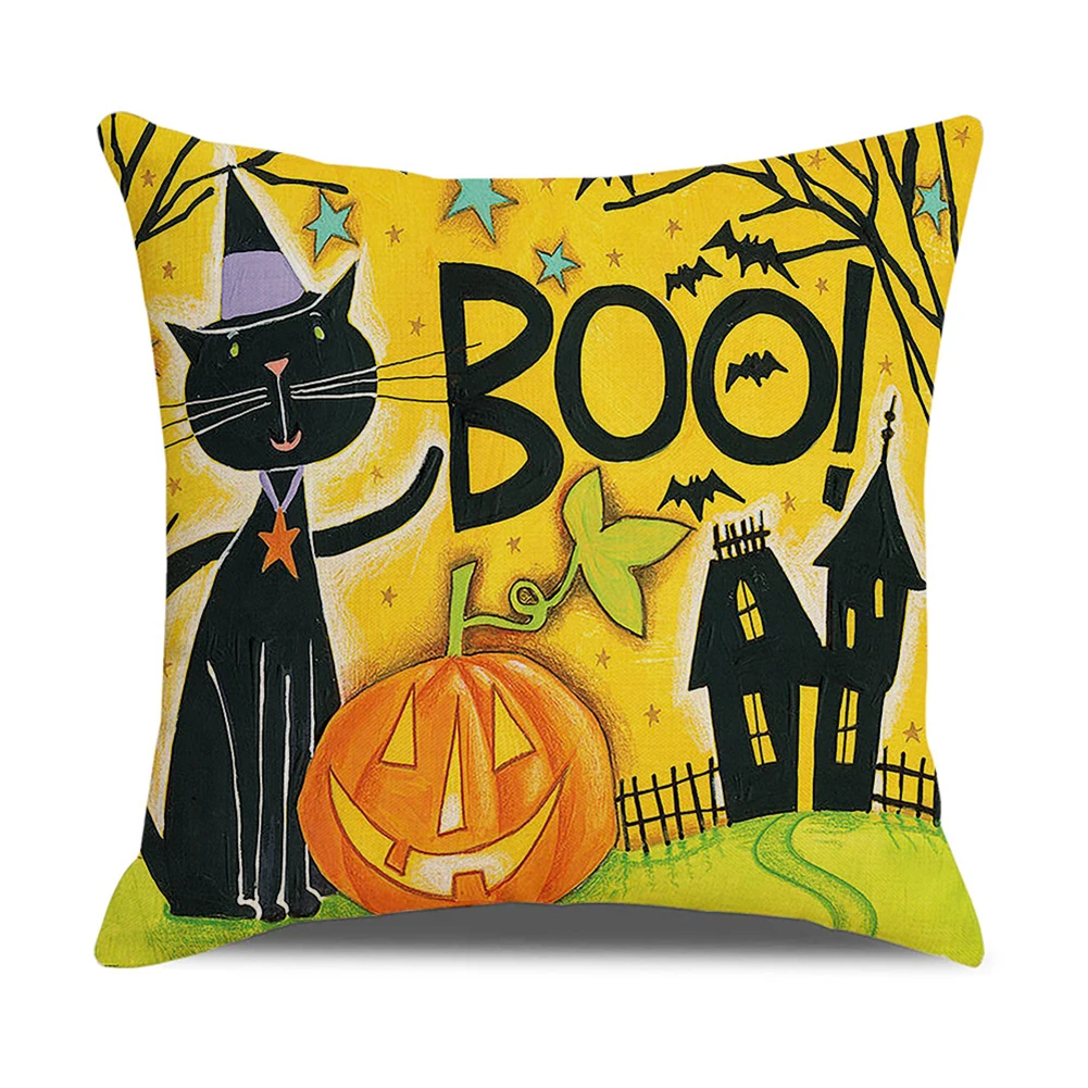 

Brand New Pillowcase Halloween Printed Throw Holiday Pillow Cover Multi-Color Color Pillow Cover Pumpkin Durable