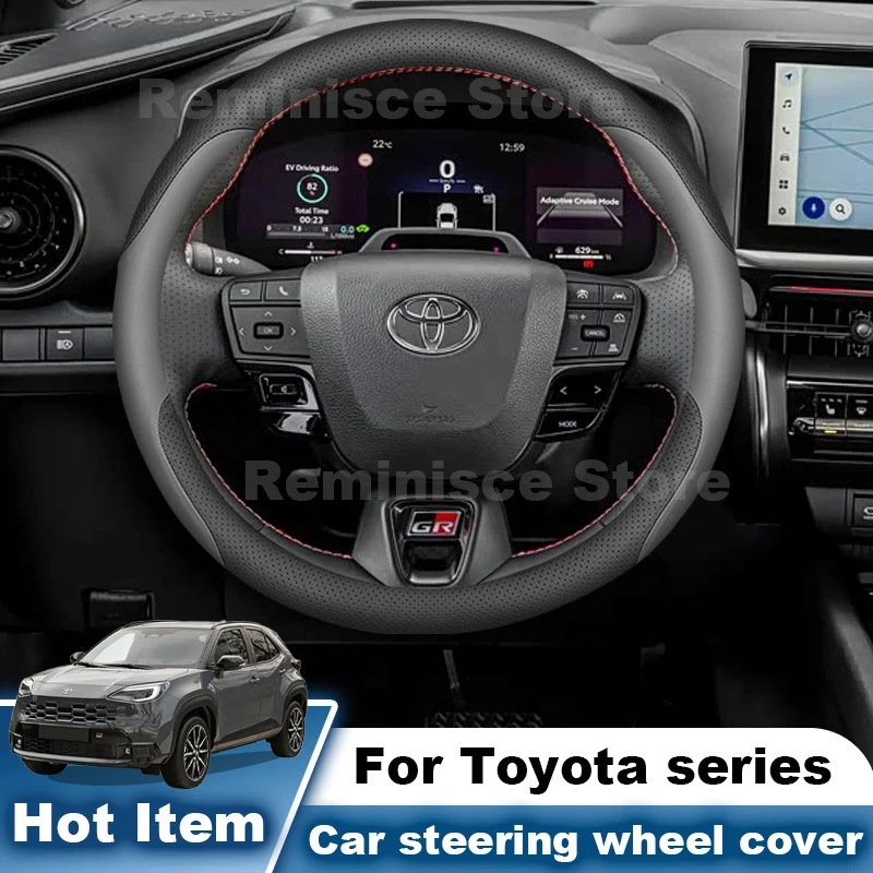Фото Чехол на руль из кожи Наппа для Toyota GR Yaris RAV4 CHR Camry Corolla Yaris Cross Aygo X 2026 2025-2015 Аксессуары №2