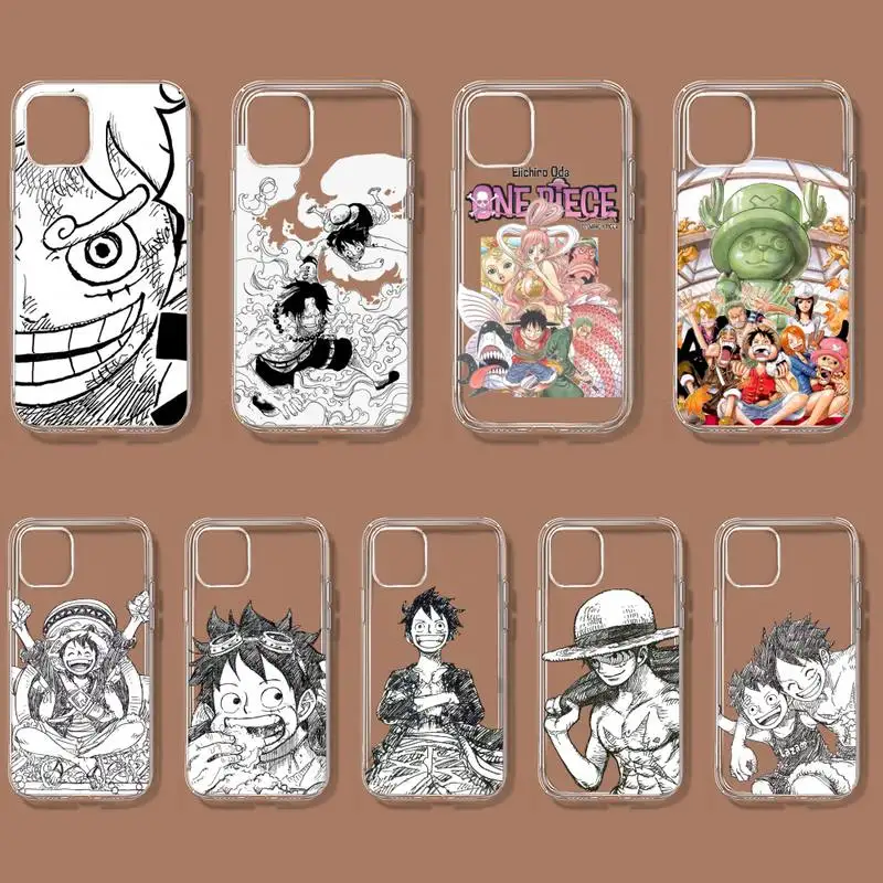 

Anime One Luffy-P-Pieces Phone Case For iPhone 11 12 Mini 13 14 Pro XS Max X 8 7 6s Plus 5 SE XR Transparent Shell