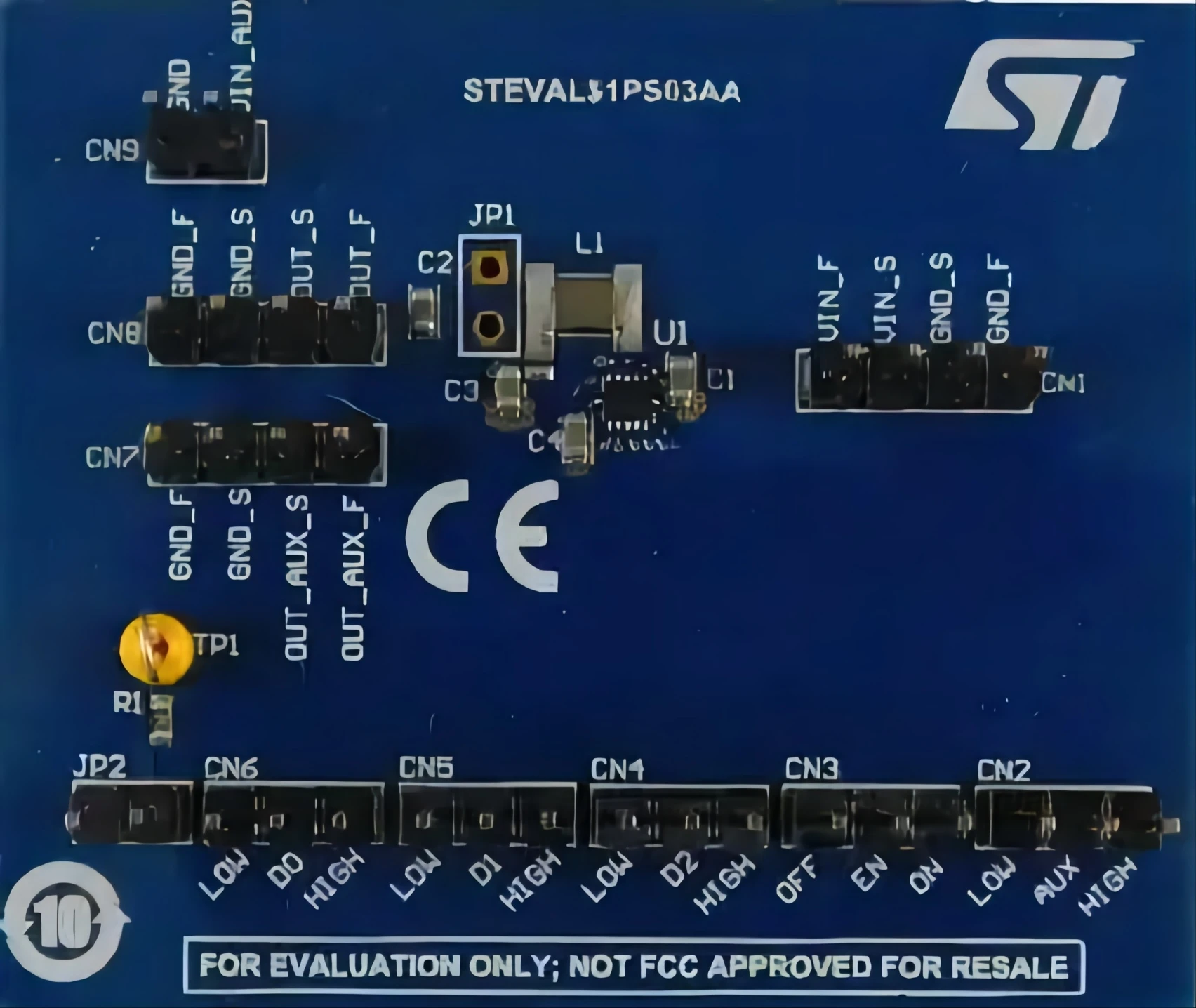 

STM STEVAL-1PS03A оценочная плата, ST1PS03AQTR, синхронный понижающий преобразователь, управление питанием