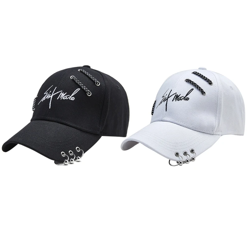 

Q39C Chic Letter Peaked Adjustable Baseball with Ring All-match for Couples