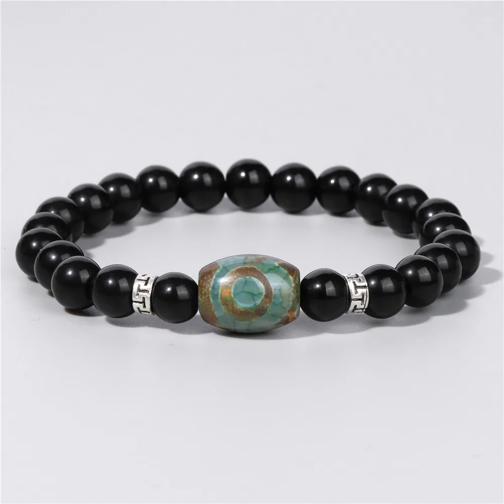 Браслет с бусинами из натурального камня винтажный браслет черного стекла