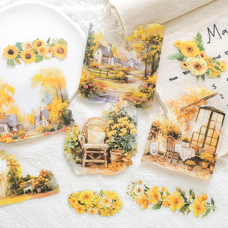 15Pcs Sound of Four Seasons Series Scrapbooking Stickers Material Perfect for Collage Journaling Diy Craft Supplies