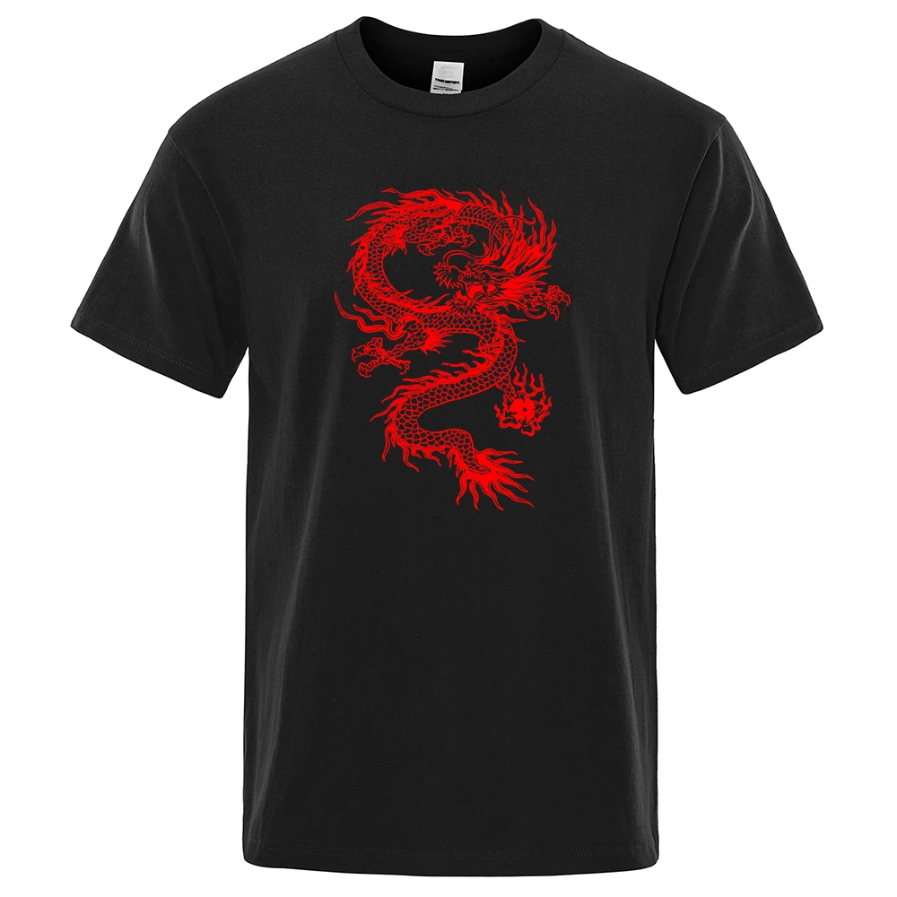 

2022 Hot Sell Red Dragon Print Man Tshirts summer short sleeve Harajuku t shirts Cotton Clothe casual tee Tops Mans Tee Shirt