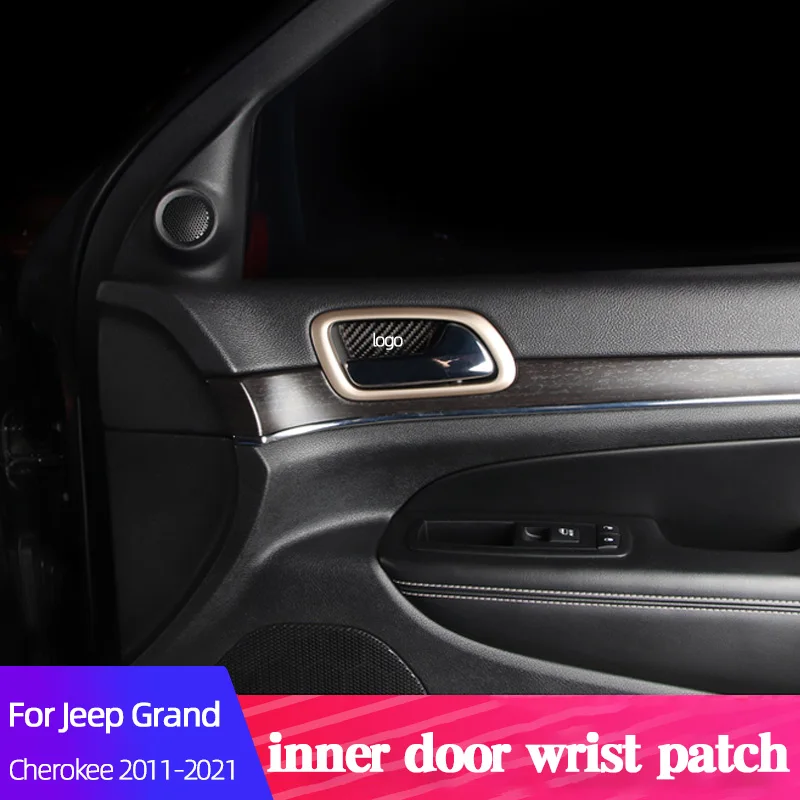 

Car Inner Door Bowl Sticker For Jeep Grand Cherokee 2011-2021 Decorated Patch Handle Protector Cover Accessories Black