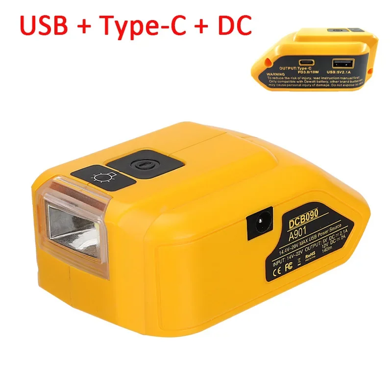 

Адаптер для аккумулятора Dewalt USB Type-C с подсветкой