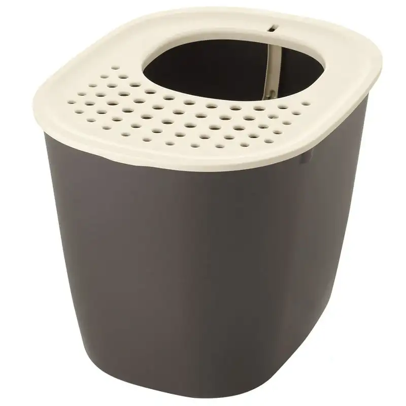 

TRAX Top Entry Cat Litter Box in Brown, Hooded Cat Litter Pan with Scoop