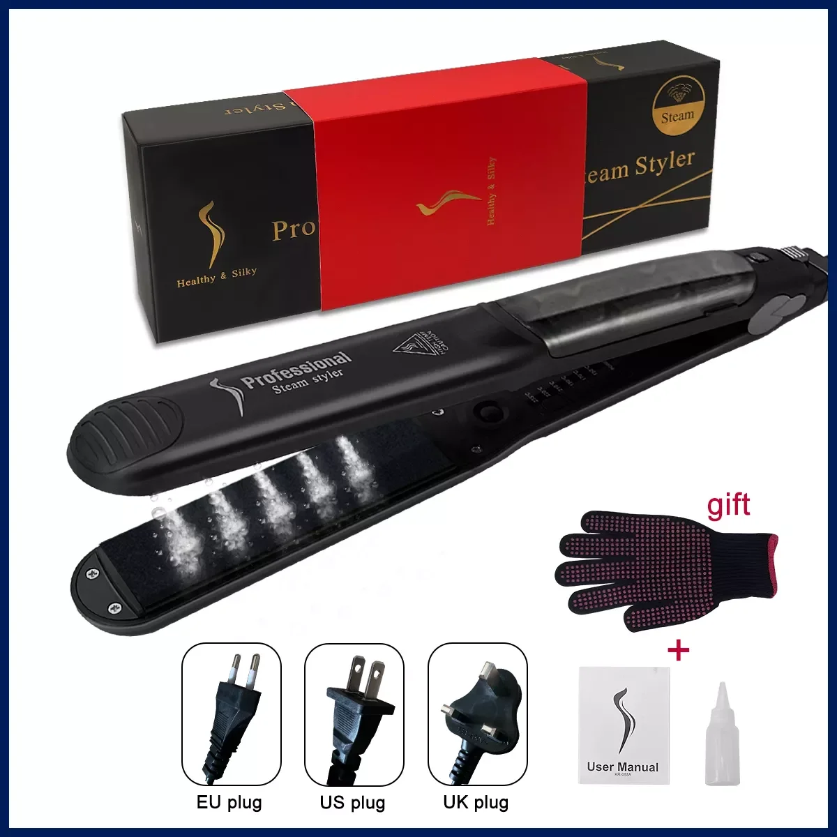 

NEW2023 Hair Straightener Steam Hair Straightener Fast Heating Hair Flat Iron Vapor Straightening Iron plancha de pelo Hair Styl