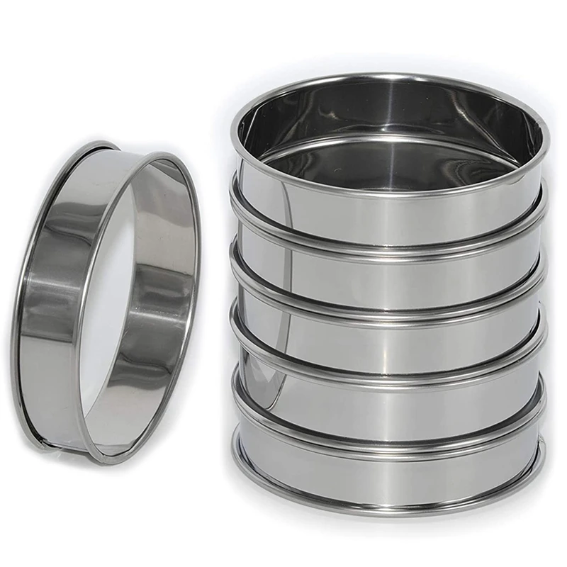 

6 Pack 4 Inch Double Rolled English Muffin Rings, Stainless Steel Crumpet Rings, Tart Rings, Round