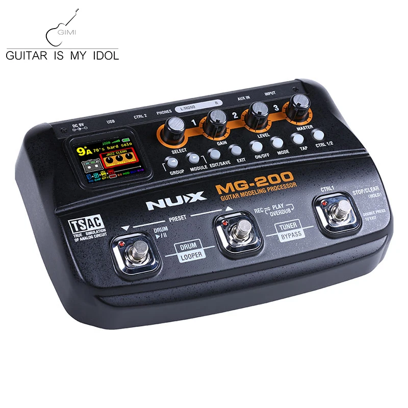 Фото NUX MG-200, многофункциональная педаль для создания гитарных эффектов, 55 эффектов, 70 секунд записи, барабанная машина для гитары №2