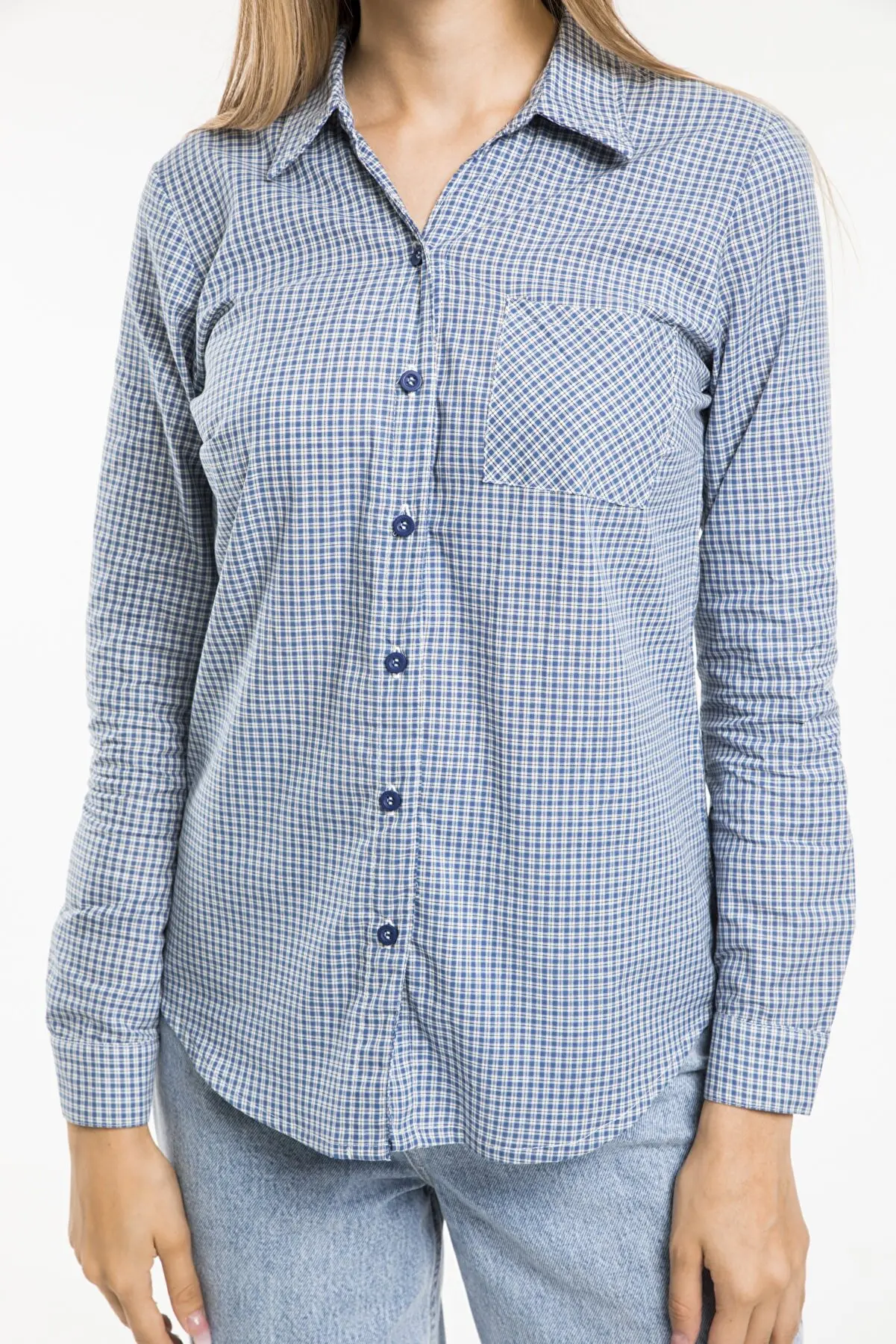 

Женская блузка с одним карманом, голубая амортизирующая блузка ECOSE, лето 62326470