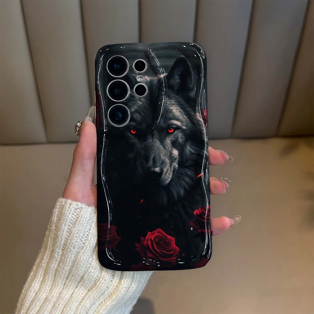 Фото Чехол для телефона Art Handsome Wolf для Samsung Galaxy S26 S25 S24 S23 S22 FE Plus Ultra Feilin, с эффектом волн и масляной текстурой №2
