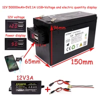 power and voltage display 12v50a 18650 lithium battery 5v2 1a usb for solar childrens car and electric vehicle batteries