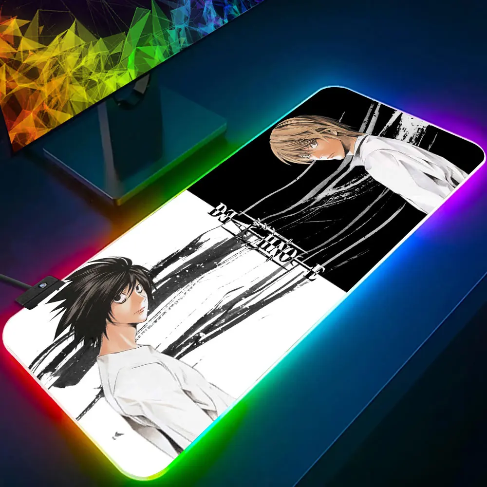 

Anime Death Note RGB Pc Gamer Keyboard Mouse Pad Mousepad LED Glowing Mouse Mats Rubber Gaming Computer Mausepad