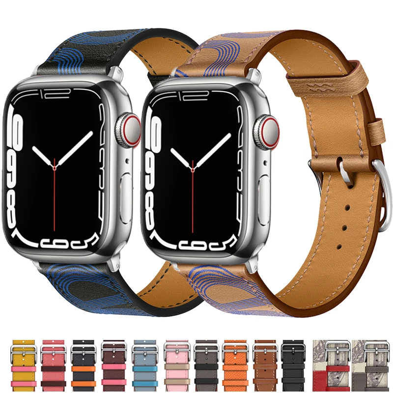 

45 49 44mm Leather Strap For IWO Series 6 7 8 Ultra Watch I7 W37 For SmartWatch T500 W27 T900 Pro For X8 XS8 Max Wristband Belts