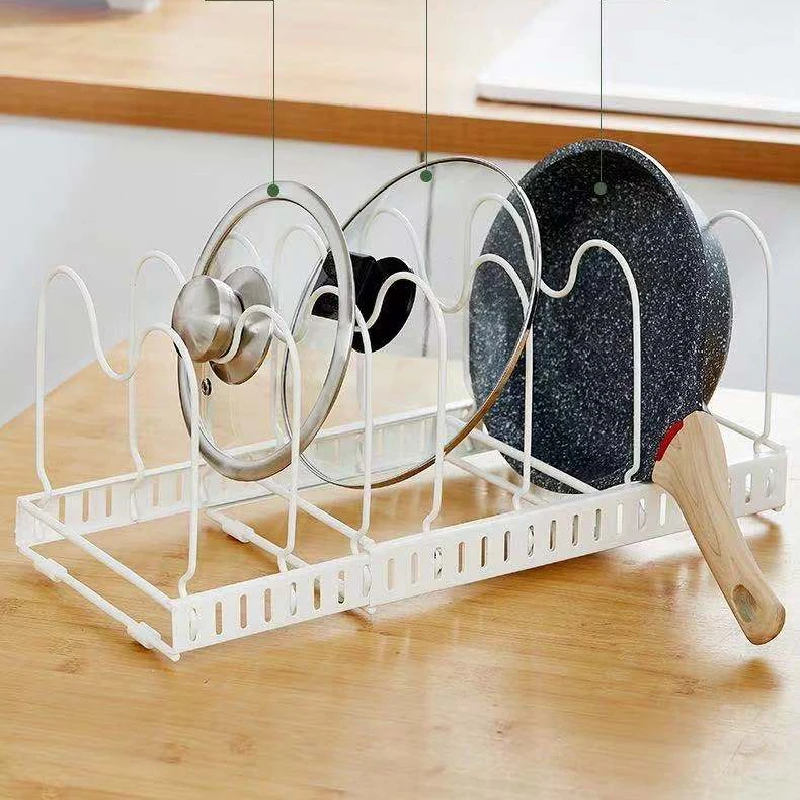 

Adjustable Kitchen Iron Pot Organizer Rack Lid Pot Pan Rack