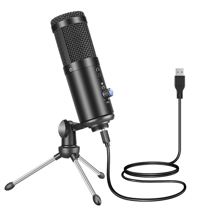 

Конденсаторный USB-микрофон, Студийный микрофон с подставкой для записи голоса, караоке, трансляций, диджея