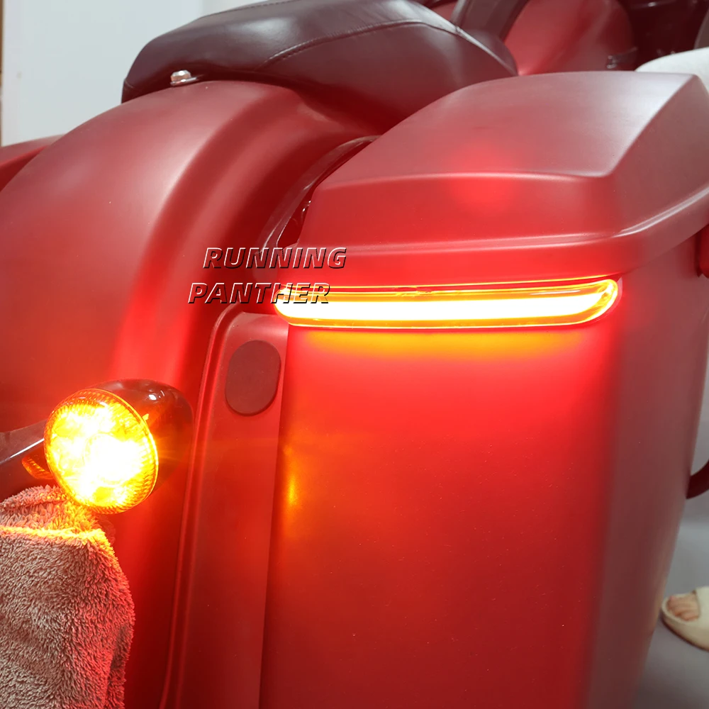 Фото Для Harley Touring Road King Street Glide FLHR CVO мотоциклетный дымовой Tracer задняя седельная сумка светодиодные поворотные/стоп-сигналы 2014+ №4