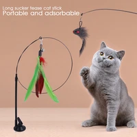 funny cat toy accessories interactive pet teaser automatic cat feather stick with sucker kitten playing wand toy supplies