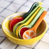 creative hand painted fruit spoon ceramic spoon olive oil tank kitchen seasoning tools solid kitchen tools cute spoon 2021