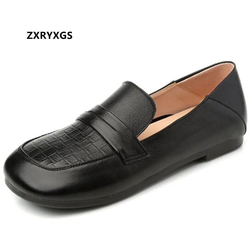 

Женские туфли из мягкой воловьей кожи, с круглым носком, на плоской подошве