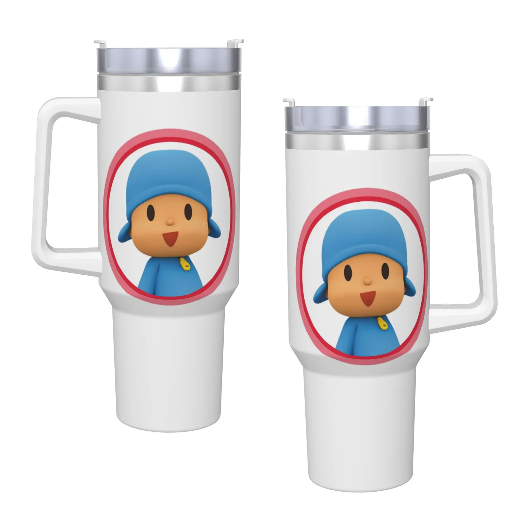 Фото Термокружка из нержавеющей стали P-Pocoyo Elly Pato с испанским аниме-дизайном, для кофе, изолированная, для холодных напитков, автомобильная кружка, пляжная бутылка для воды №3