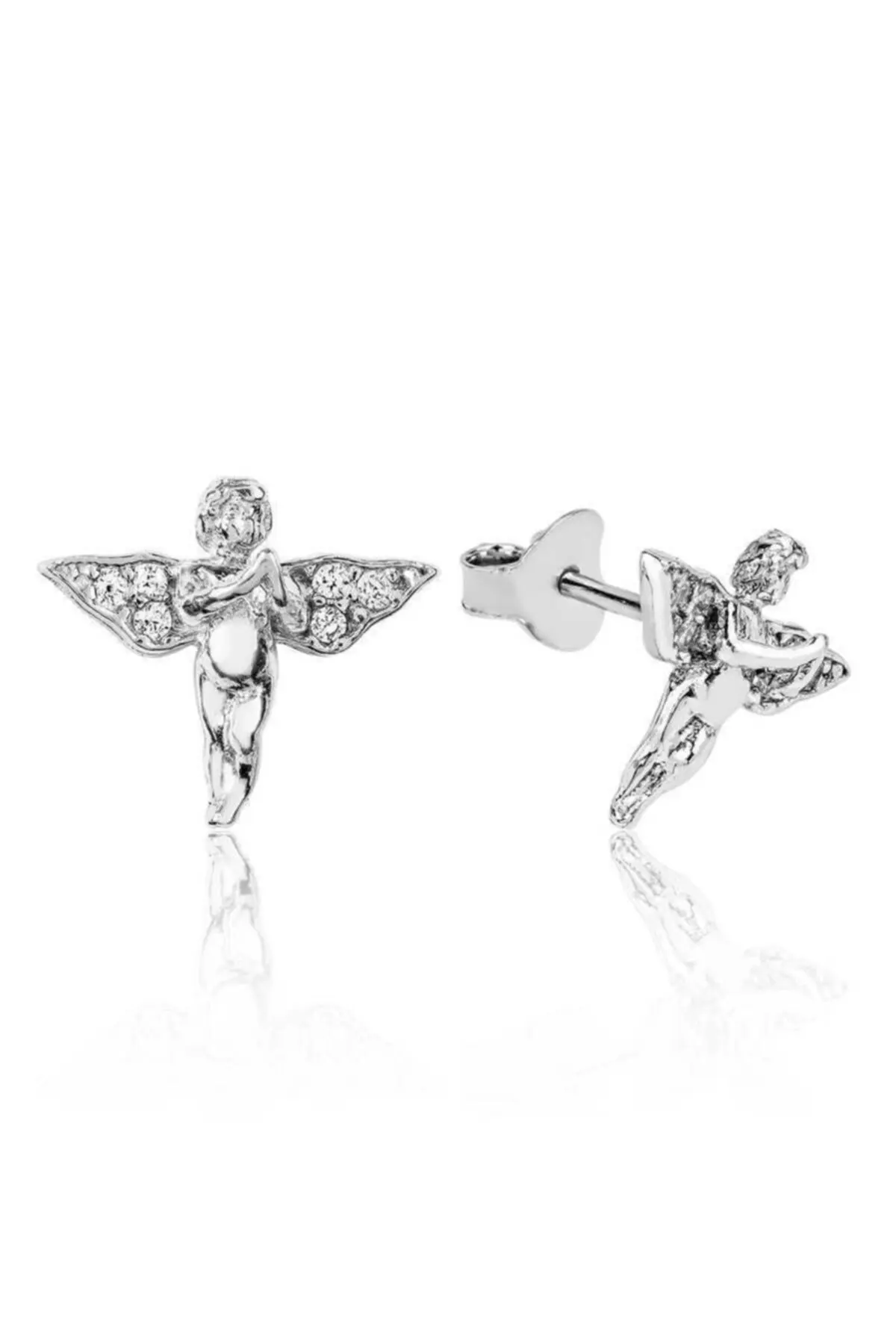

Women Silver Angel Studded Earrings