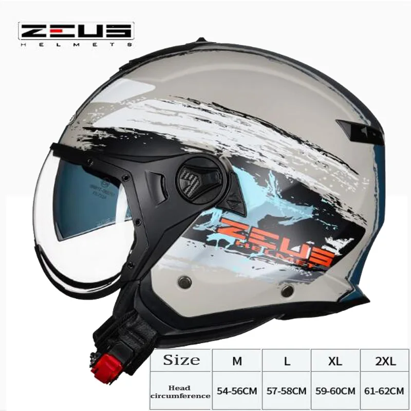 Мотоциклетный шлем защитный с двойными линзами открытым лицом 3/4 градусов защита