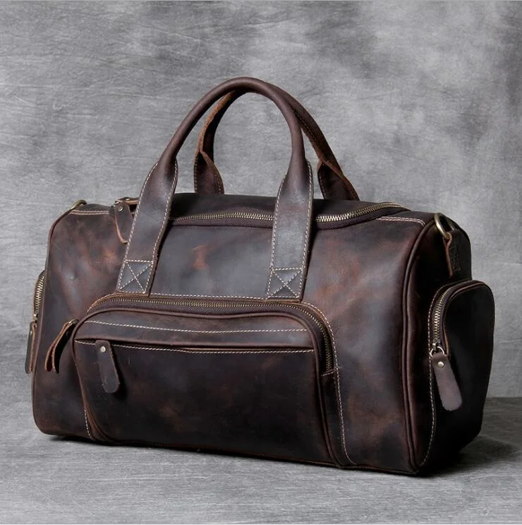 2022 New Fashion Brand Designer Business Trip Travel Bag For Man Outdoor Genuine Leather Shoe Duffle Bag Male Coffee Black