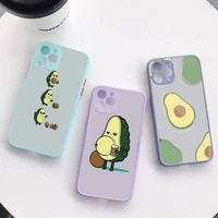 lvtlv cute avocado cartoon phone case for iphone x xr xs 7 8 plus 11 12 13 pro max 13mini translucent matte shockproof case