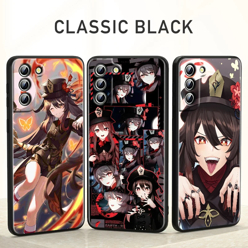 

Genshin Impact Hu Tao HuTao for Samsung Galaxy S22 S21 S20 S10 Note20 Ultra Pro Plus FE Note10 4G 5G Black Phone Case Coque