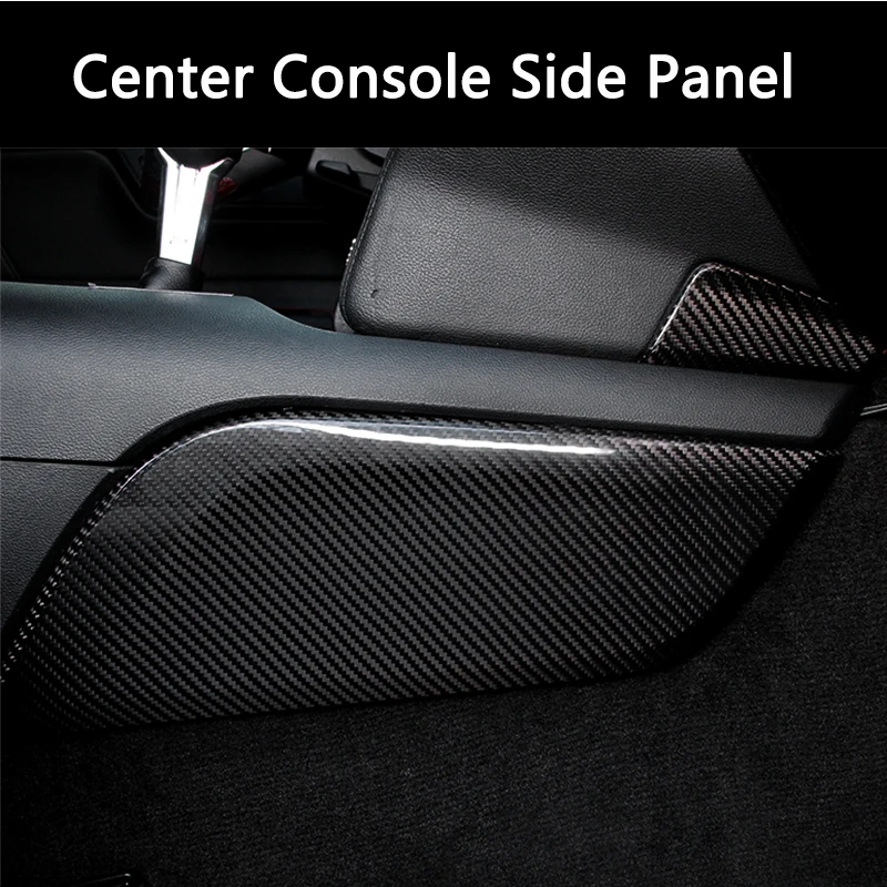 

QHCP Center Console Side Panel Trims Real Carbon Fiber Decorative Sticker Fit For Ford Mustang 15-22 Interior Accessory Modified