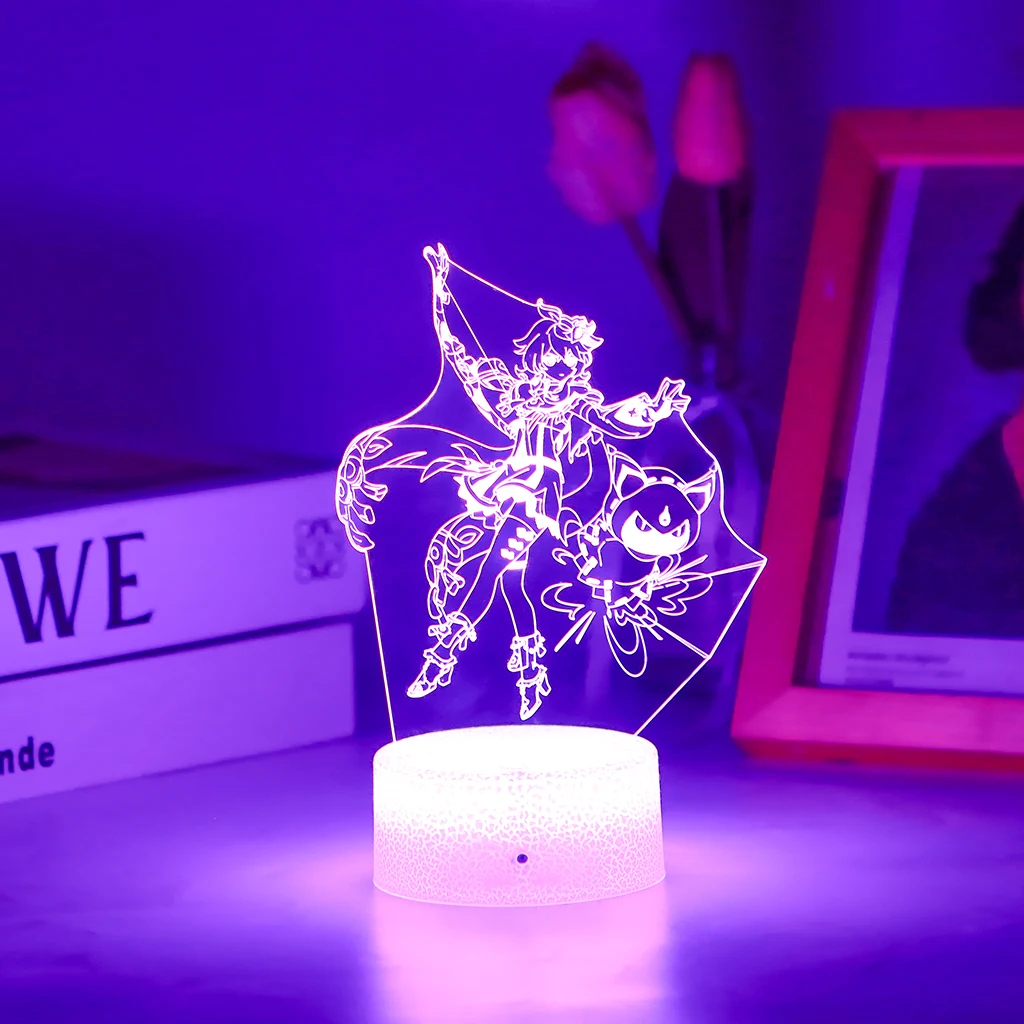 

Hot Newest Collei Genshin Impact 3D Led Night Lamp For Kids Room Anime Nilou Bedside Sunset Light Table Decor Children Gift Cyno