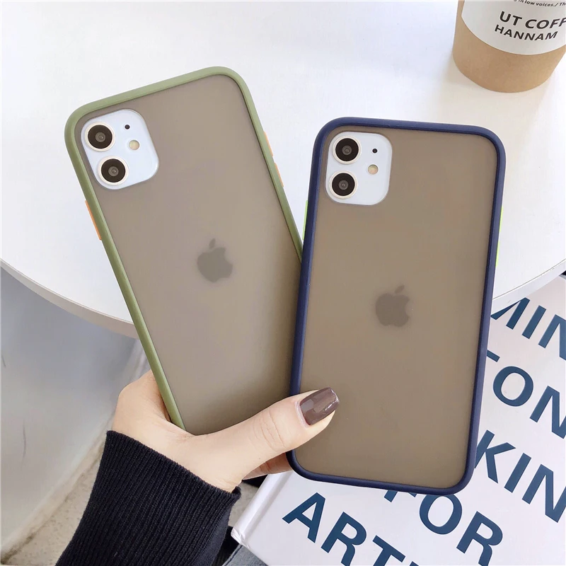 

Wesy Contrast Color Matte Phone Case For iPhone 11 12 Mini Pro XS Max XR X XS 6 6S 7 8 Plus SE 2020 Frame Matte Hard PC Cover