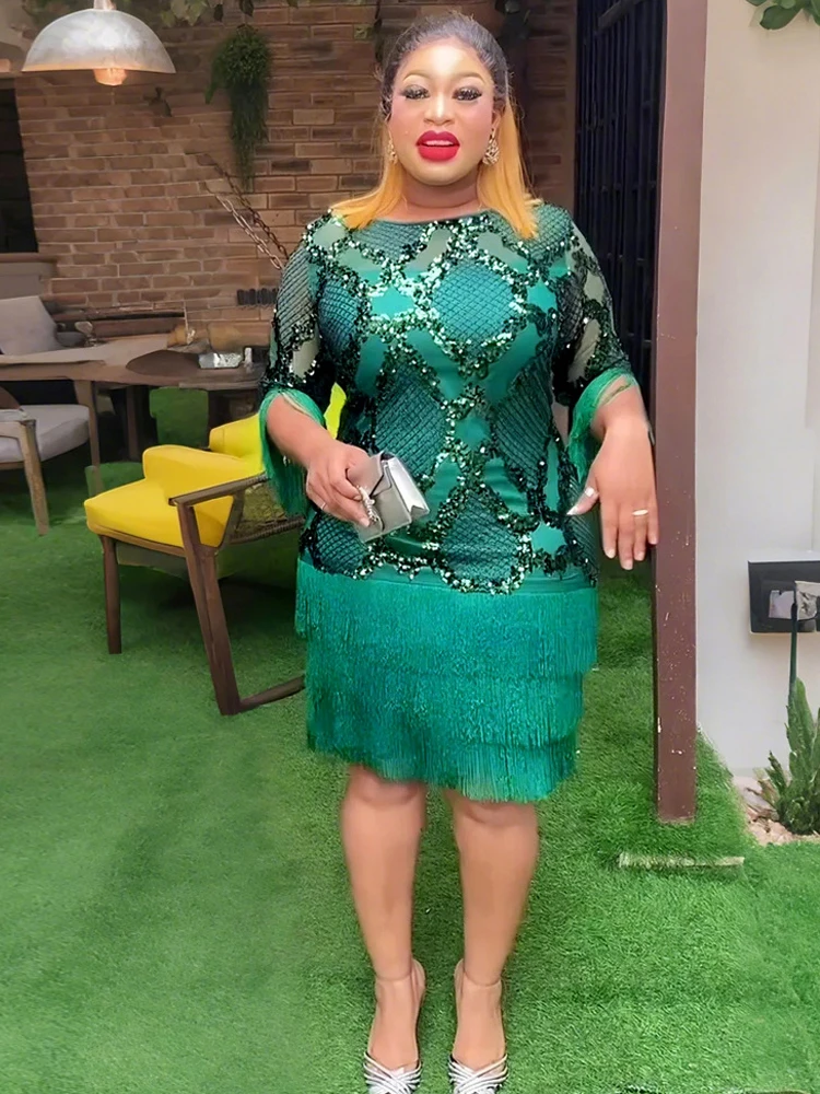 Элегантные платья с пайетками для женщин африканская одежда вечернее платье