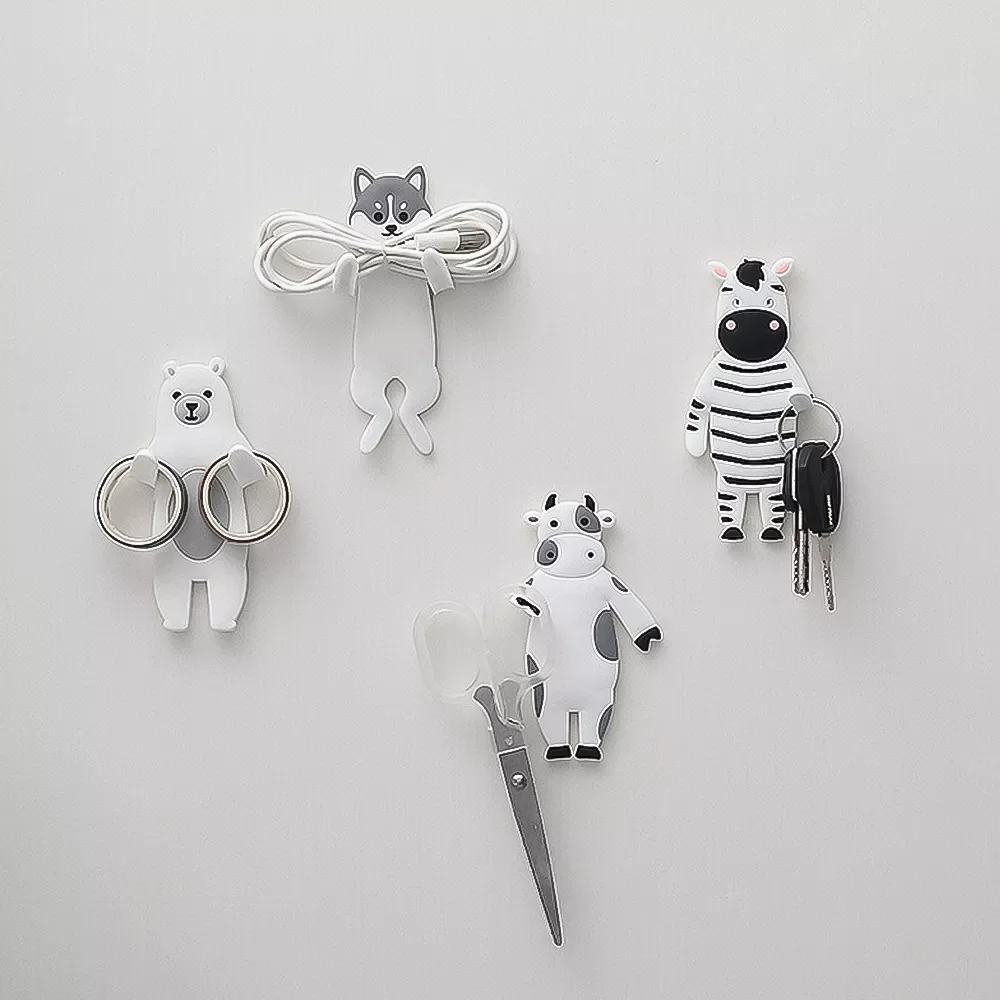 

2022 Wall crochet rack removable, clean, reusable cute animal hook Kitchen hook key rack multi-functional animal wall hook